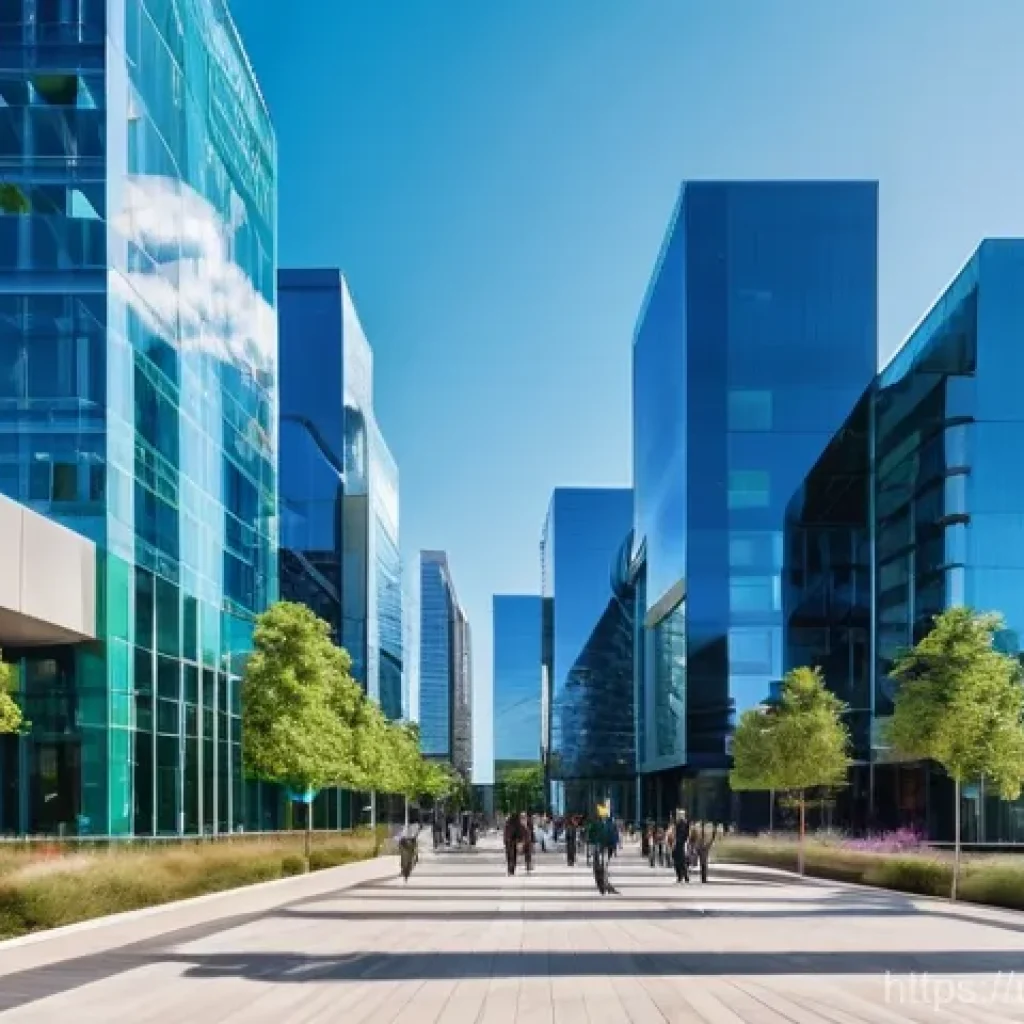 미국 주 State 별 특징 - **Prompt 1: Bustling Innovation Hub**
    "A wide shot of a modern, vibrant city square or technolog...