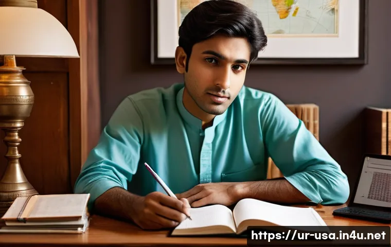미국 영주권 신청 절차 - **Prompt:** "A hopeful young Pakistani man, in his late 20s, with a determined yet thoughtful expres...
